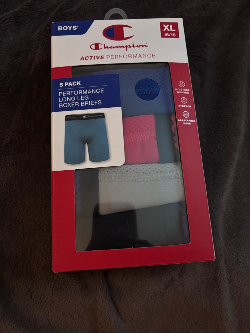 Champion Boys' 5-Pack Boxer Briefs - Blue, Pink, Gray, Black